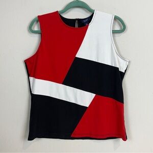 Chaps Red White Blue Geometric Tank Top XL